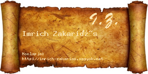 Imrich Zakariás névjegykártya